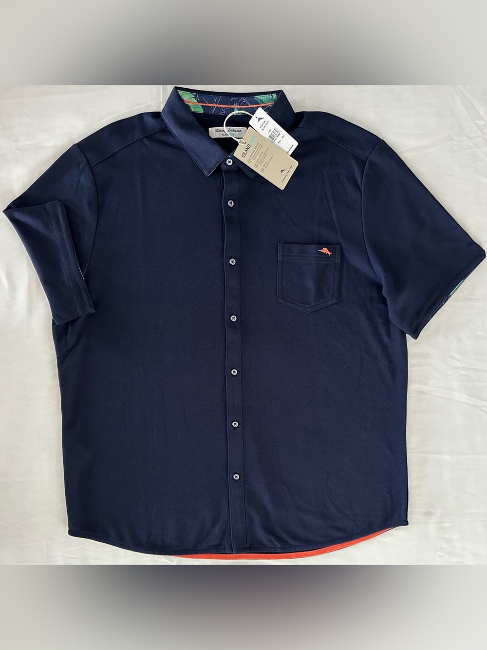 Tommy Bahama Men’s Island Zone Button Down Short-Sleeve Shirt XXL Navy Blue NWT